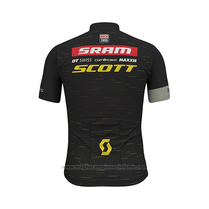 2022 Abbigliamento Ciclismo Scott Sram Nero Manica Corta e Salopette